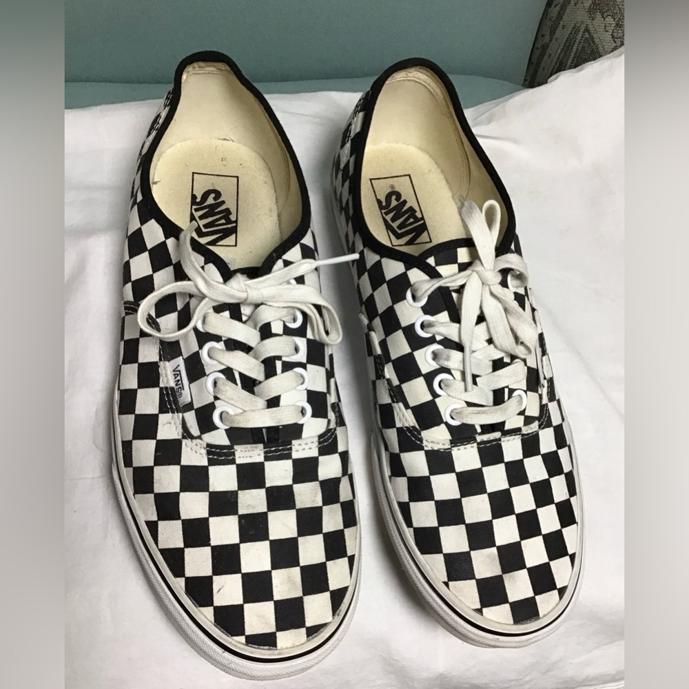 Vans Off the Wall Black & White Checkerboard Lace-Up Sneakers Sz 11 Men